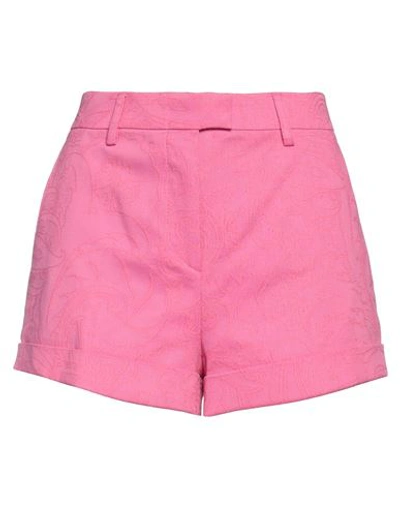 Shop Etro Woman Shorts & Bermuda Shorts Fuchsia Size 6 Cotton, Viscose, Polyamide, Elastane In Pink