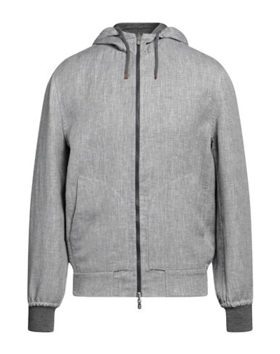 Shop Brunello Cucinelli Man Jacket Grey Size 40 Linen, Wool, Silk, Virgin Wool, Cashmere