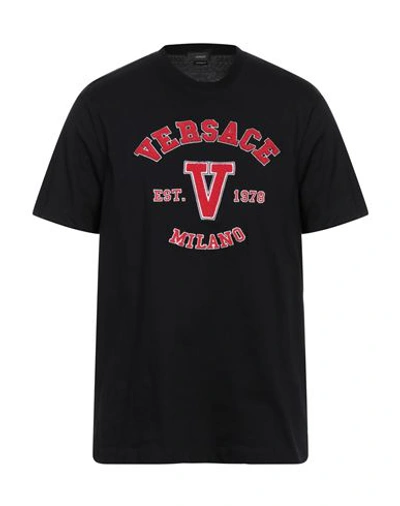 Shop Versace Man T-shirt Black Size L Cotton, Polyester, Acrylic, Wool
