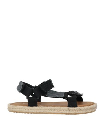Maison Margiela Textured Fabric Strappy Trek Sandals In Black