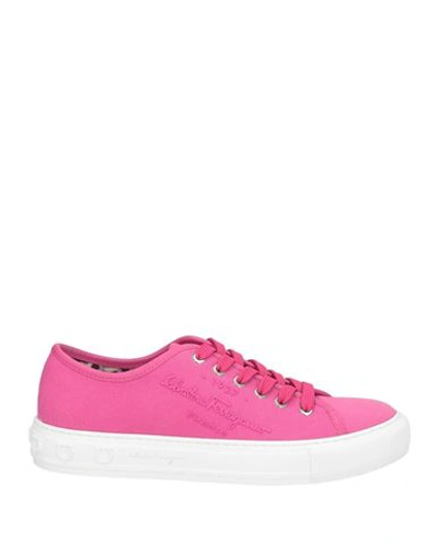 Shop Ferragamo Woman Sneakers Fuchsia Size 8 Textile Fibers In Pink