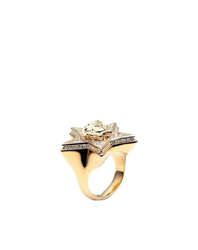 Shop Versace Woman Ring Rose Gold Size 8 Metal, Glass