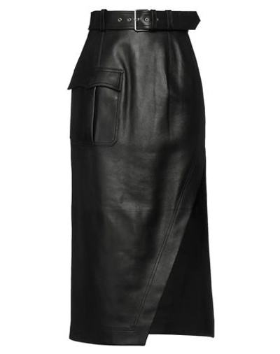 Shop Alexander Mcqueen Woman Midi Skirt Black Size 8 Lambskin