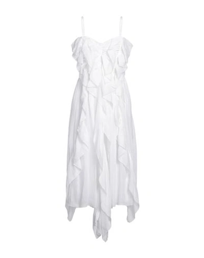 Shop Chloé Woman Midi Dress White Size 6 Ramie