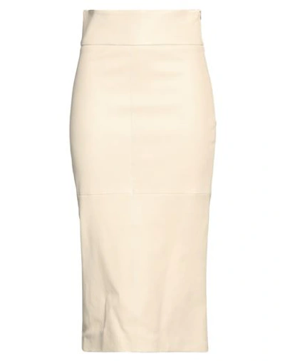 Shop Brunello Cucinelli Woman Midi Skirt Beige Size 6 Leather