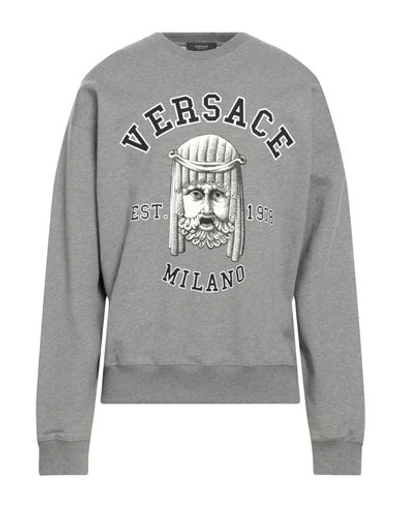 Shop Versace Man Sweatshirt Grey Size Xl Cotton