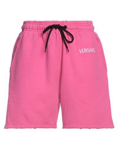Shop Versace Woman Shorts & Bermuda Shorts Fuchsia Size 2 Cotton, Polyester In Pink