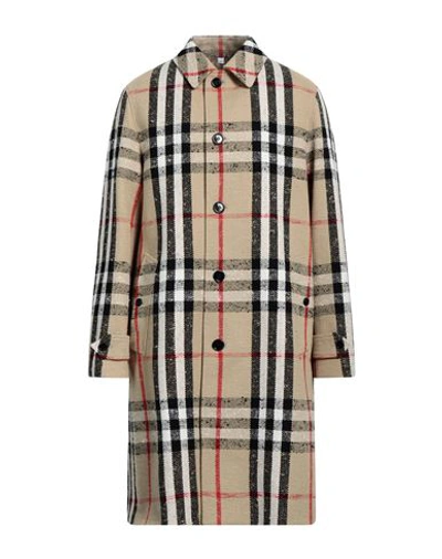 Shop Burberry Man Overcoat & Trench Coat Beige Size 42 Cotton, Wool, Polyamide
