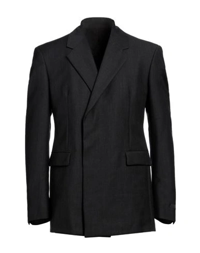 Shop Prada Man Blazer Steel Grey Size 40 Mohair Wool, Wool