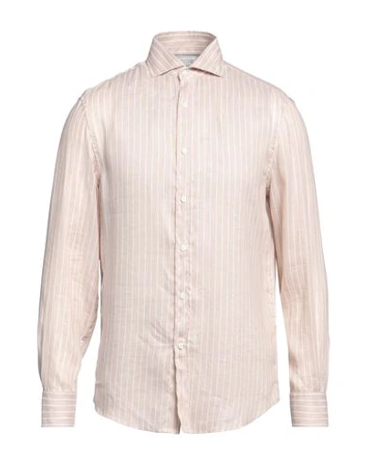 Shop Brunello Cucinelli Man Shirt Beige Size M Linen, Lyocell, Cotton