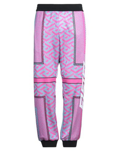 Shop Versace Man Pants Fuchsia Size Xl Polyester, Polyamide, Elastane In Pink