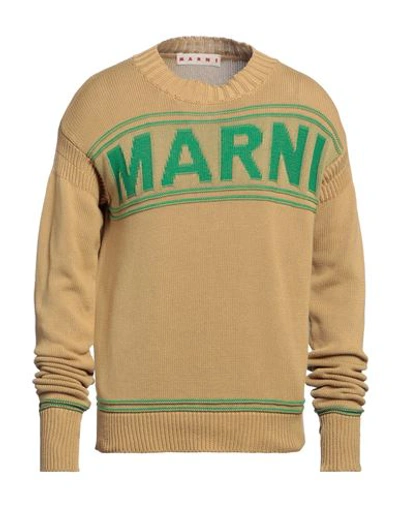Shop Marni Man Sweater Sand Size 40 Cotton In Beige