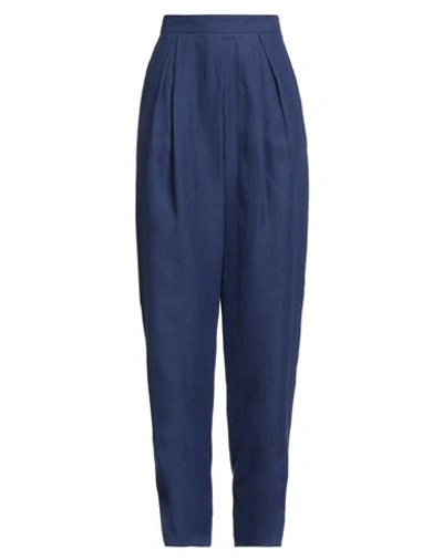 Shop Giorgio Armani Woman Pants Blue Size 8 Linen