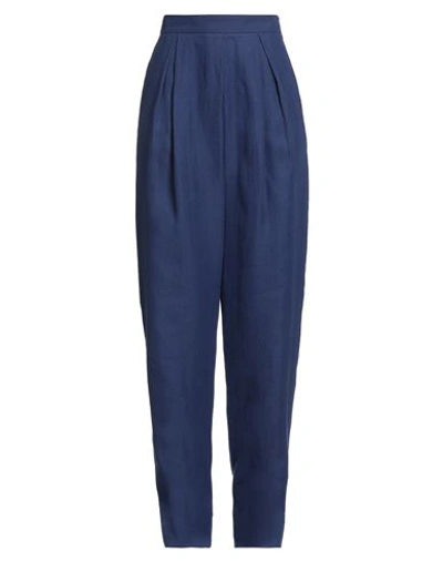 Giorgio Armani Woman Pants Blue Size 4 Linen In Blue