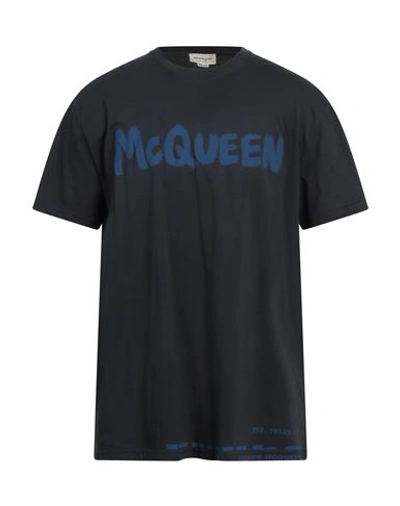 Shop Alexander Mcqueen Man T-shirt Midnight Blue Size M Cotton