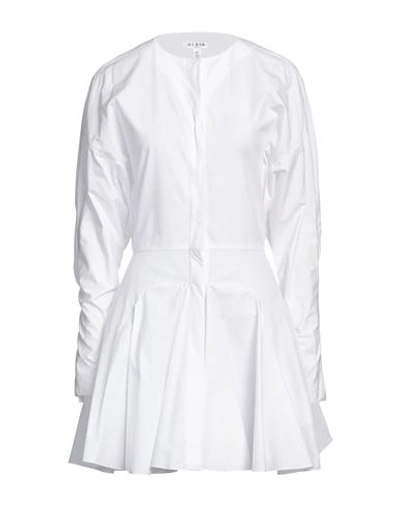 Shop Alaïa Woman Mini Dress White Size 6 Cotton