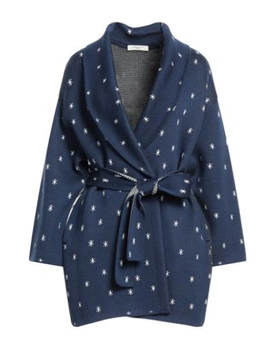 Charlott Woman Cardigan Blue Size L Wool In Blue