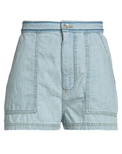 Marni Embroidered-logo Denim Shorts In Blue