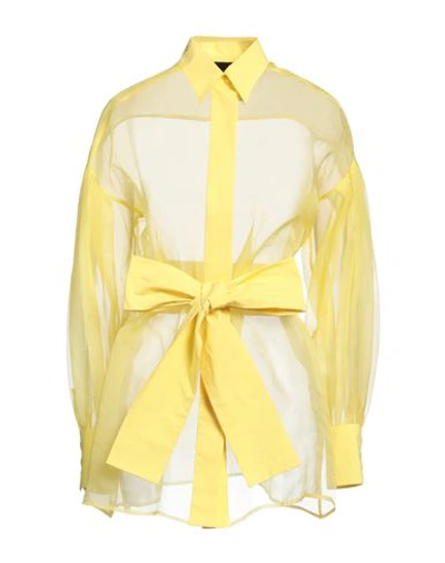 Shop Gattinoni Woman Shirt Light Yellow Size 8 Silk, Cotton