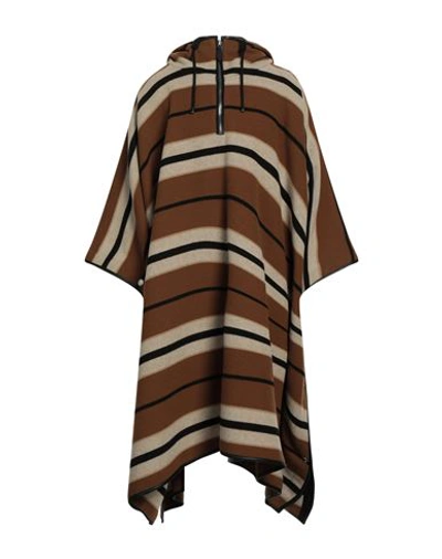 Shop Burberry Man Capes & Ponchos Camel Size M Wool, Lambskin, Cow Leather In Beige