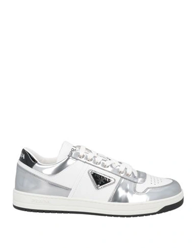 Shop Prada Man Sneakers Silver Size 8 Calfskin