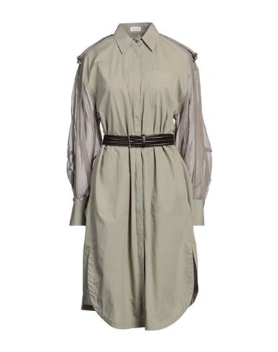 Shop Brunello Cucinelli Woman Midi Dress Sage Green Size S Cotton, Ecobrass
