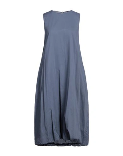 Shop Peserico Easy Woman Midi Dress Slate Blue Size 6 Cotton
