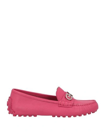 Shop Ferragamo Woman Loafers Fuchsia Size 8 Leather In Pink