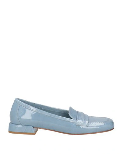 Shop Angelo Bervicato Woman Loafers Sky Blue Size 6 Leather