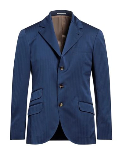 Shop Brunello Cucinelli Man Blazer Blue Size 38 Cotton