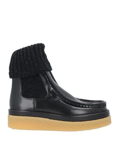 Chloé Woman Ankle Boots Black Size 8 Textile Fibers, Leather In Black