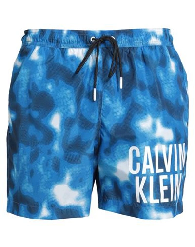 Shop Calvin Klein Man Swim Trunks Blue Size L Polyester