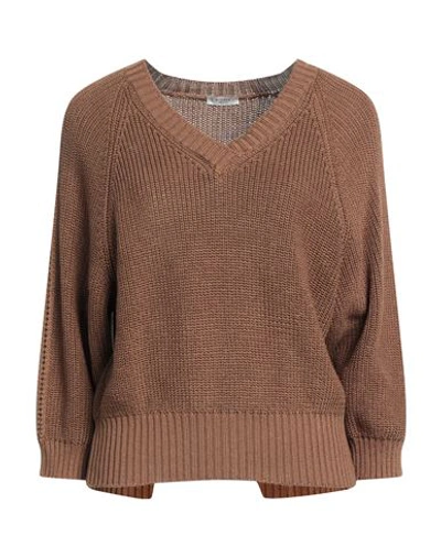 Shop Peserico Woman Sweater Brown Size 8 Metallic Fiber, Cotton
