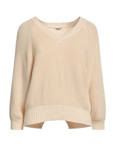 Shop Peserico Woman Sweater Beige Size 12 Metallic Fiber, Cotton