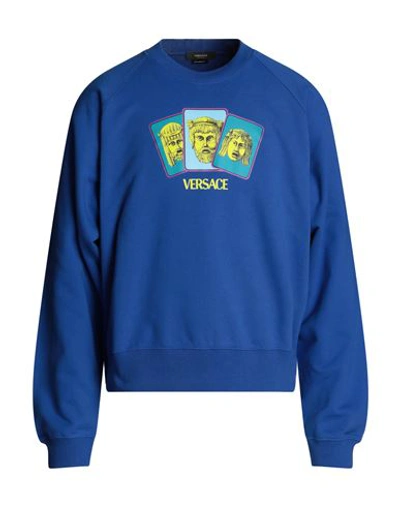 Shop Versace Man Sweatshirt Bright Blue Size L Cotton
