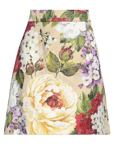Shop Dolce & Gabbana Woman Mini Skirt Sage Green Size 16 Cotton, Viscose, Metallic Polyester