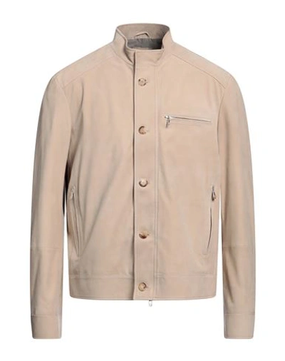 Shop Brunello Cucinelli Man Jacket Beige Size M Leather