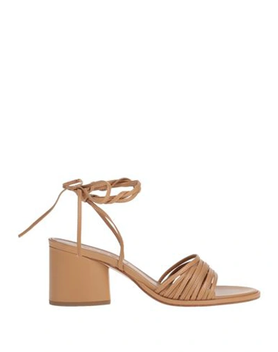 Shop Aeyde Aeydē Woman Sandals Camel Size 10.5 Soft Leather In Beige