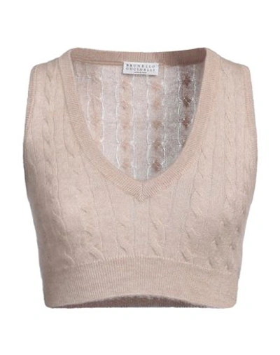 Shop Brunello Cucinelli Woman Sweater Beige Size M Alpaca Wool, Cotton, Brass
