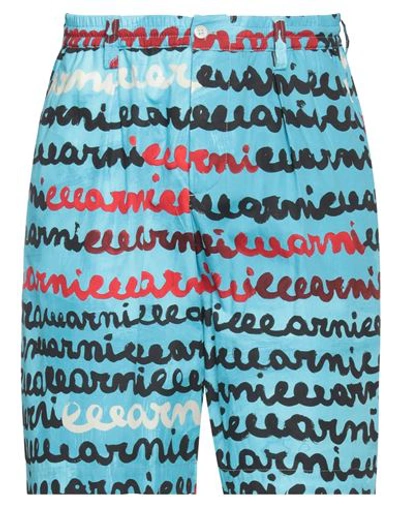 Shop Marni Man Shorts & Bermuda Shorts Azure Size 30 Cotton In Blue