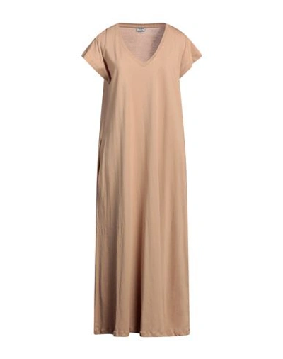 Shop More By Siste's Woman Maxi Dress Camel Size L Cotton In Beige