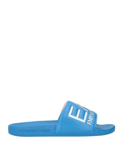 Shop Ea7 Man Sandals Azure Size 8.5 Rubber In Blue