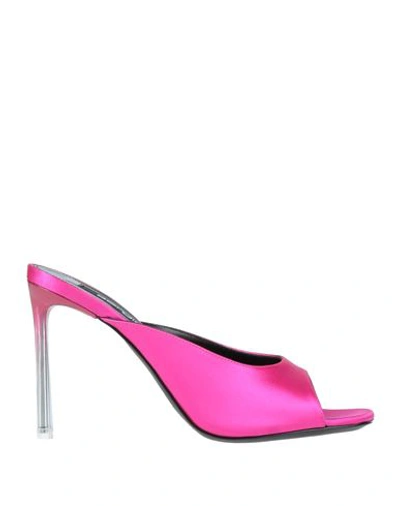Shop Sergio Rossi Woman Sandals Fuchsia Size 7.5 Textile Fibers In Pink