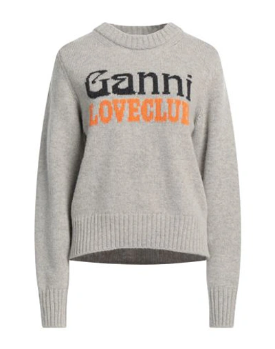 Shop Ganni Woman Sweater Light Grey Size L Wool, Recycled Wool, Polyamide