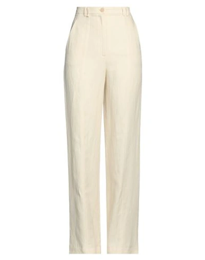 Shop Patrizia Pepe Woman Pants Ivory Size 4 Viscose, Linen In White