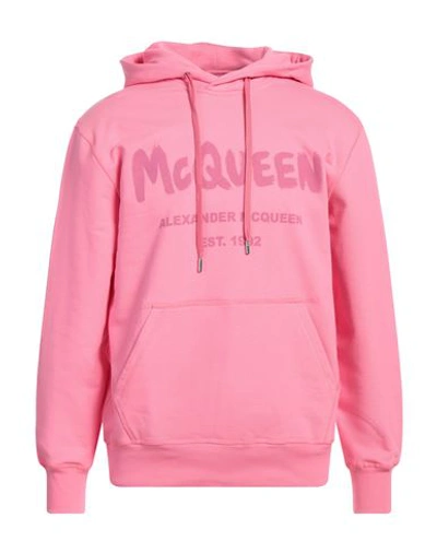 Shop Alexander Mcqueen Man Sweatshirt Pink Size L Cotton, Elastane