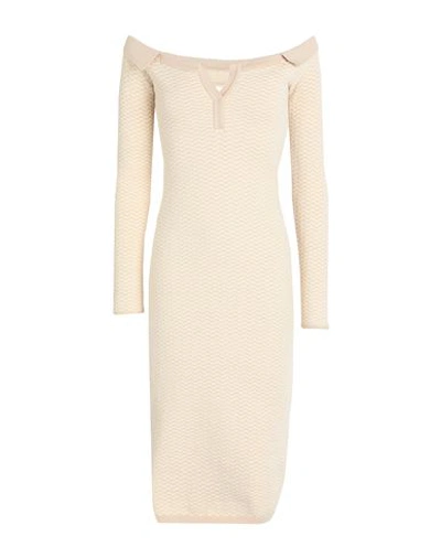 Shop Jacquemus Woman Midi Dress Beige Size 10 Cotton, Elastane