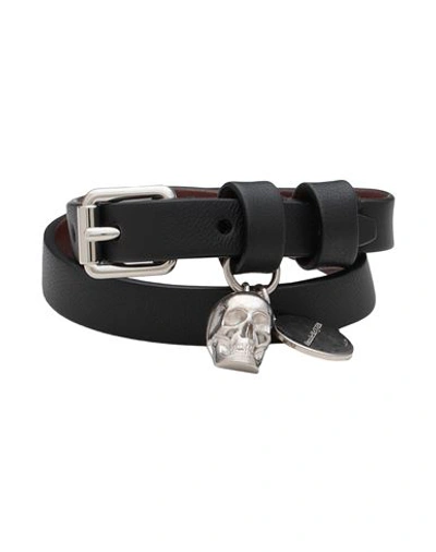 Shop Alexander Mcqueen Woman Bracelet Black Size - Soft Leather