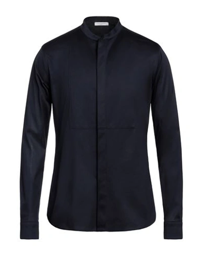 Shop Paolo Pecora Man Shirt Navy Blue Size 15 ¾ Cotton