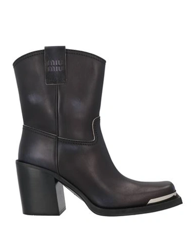 Shop Miu Miu Woman Ankle Boots Black Size 10 Calfskin